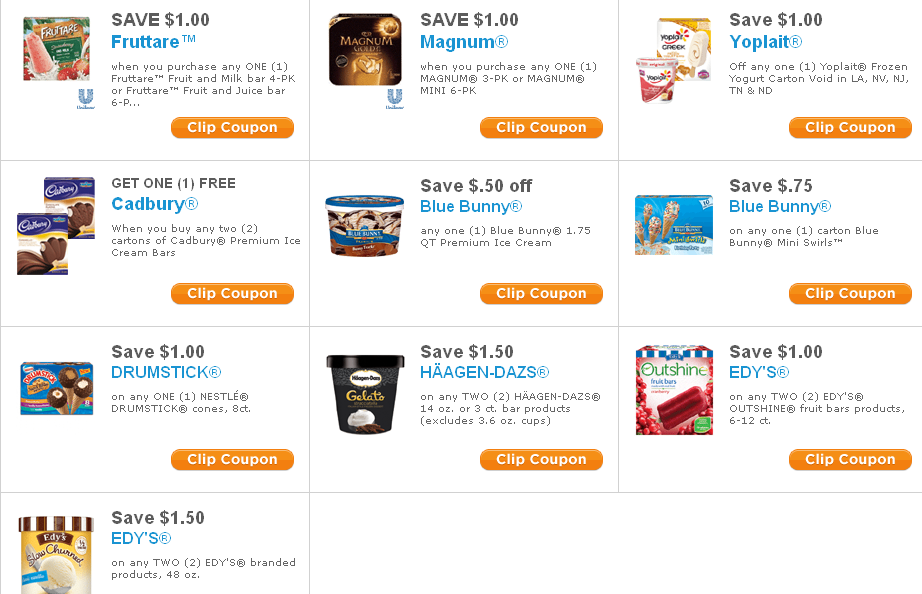 New Ice Cream Coupons
