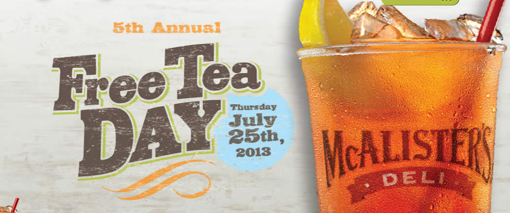 Free McAlister’s Tea July 25
