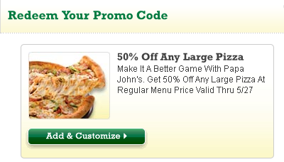 Papa John’s 50% Large Pizza