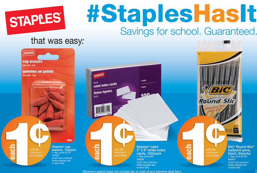 Staples $.01 Deals
