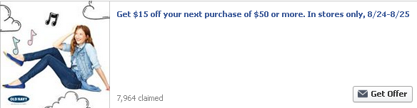 Old Navy $15/$50 Coupon