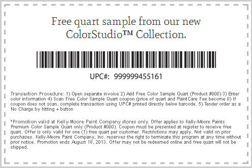 Free Kelly-Moore Quart of Paint