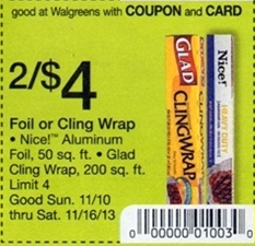 Glad Cling Wrap $1 at Walgreens