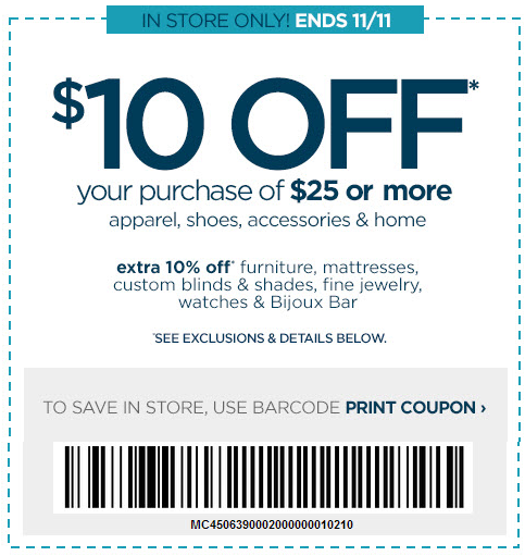 $10 off $25 JCPenney Coupon