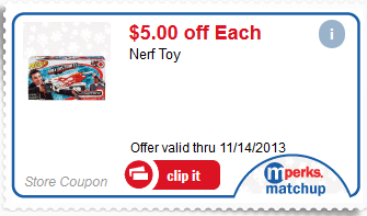 $5/1 Nerf Mperk- Free Toys