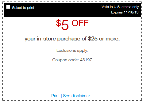 $5 off $25 Staples Purchase