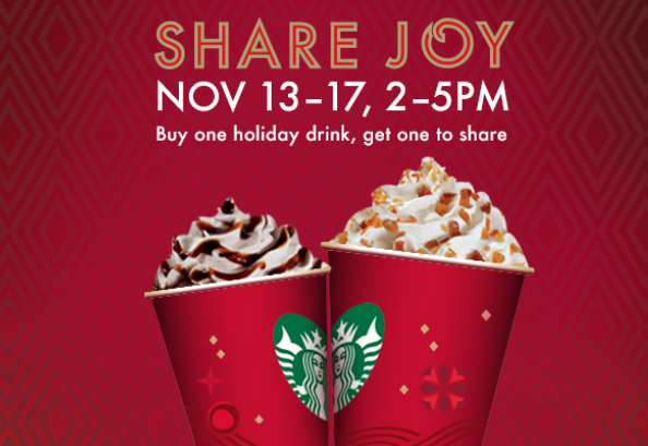 Starbucks B1G1 Holiday Drinks
