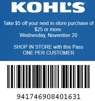 20% off Kohl’s Coupon