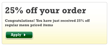 25% off Papa John’s Pizza