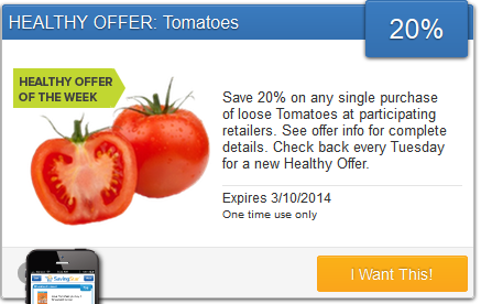20% off Tomatoes this week with SavingStar