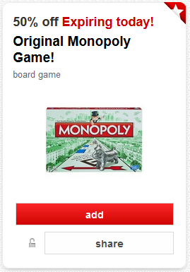 50% off Monopoly at Target