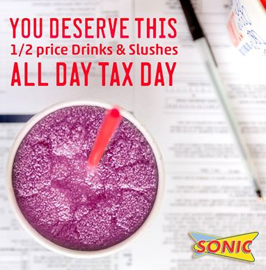 1/2 Price Drinks and Slushes at Sonic