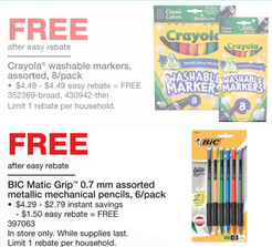 Free Crayola Markers and BIC Pencils at Staples