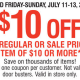 $10 off $10 Carson’s Coupon